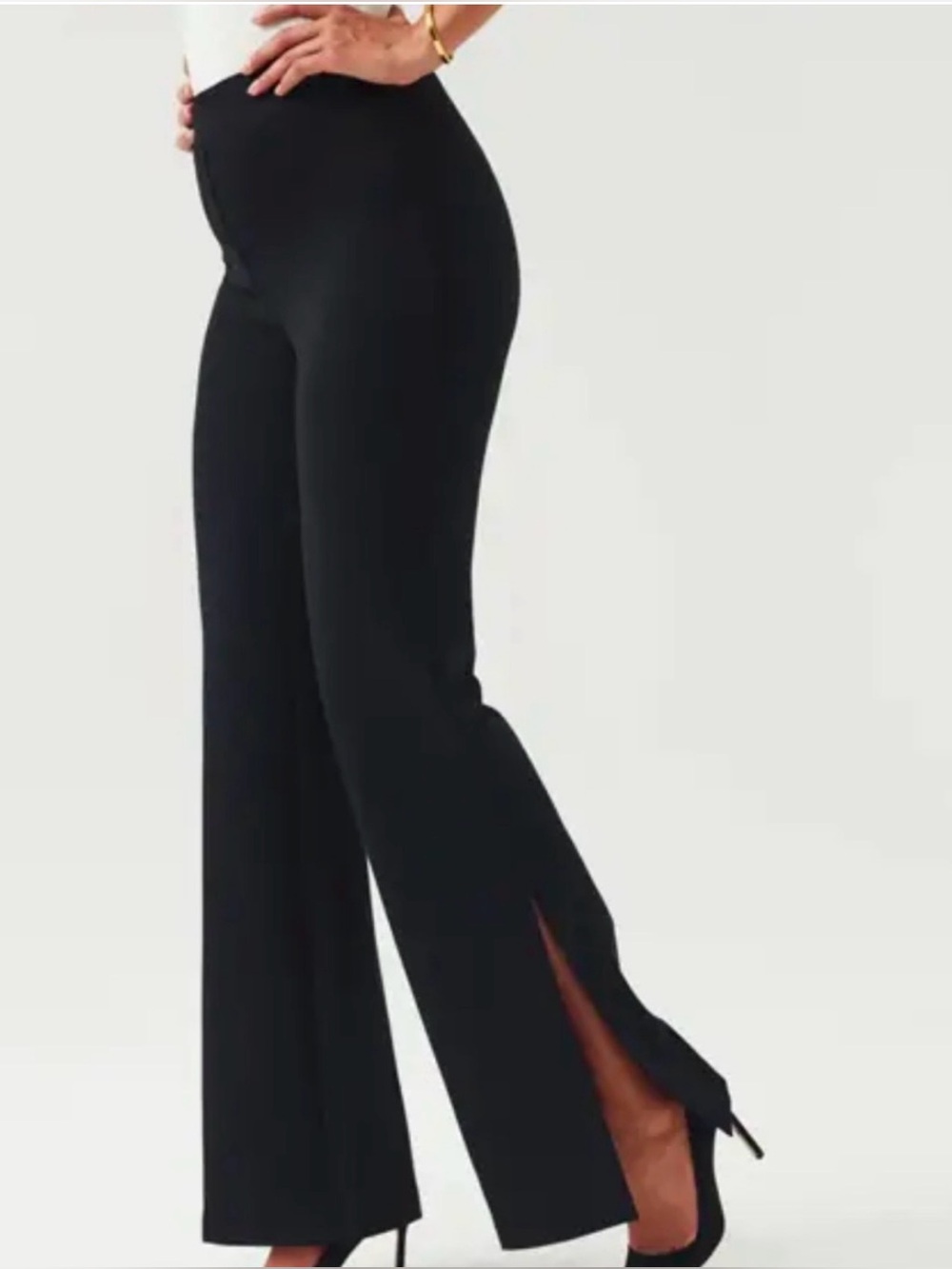 SPANX Perfect Pant High Rise Flare Side Slit Black XL